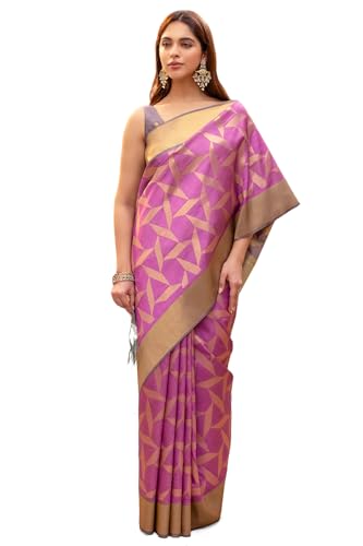 Soch Womens Magenta Tussar Zari Woven Saree