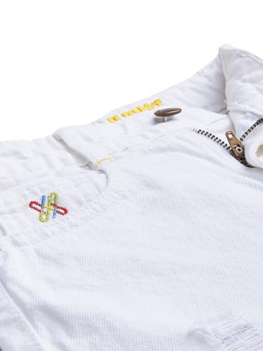 Knit N Knot Girl's Kids Premium White Wide Leg Flared Fit Relaxed Loose Torn Ruptured High Waist Frayed Bottom Jeans | Regular Casual Festival Occassional Wear | Non Stretch | Adjustable Waist