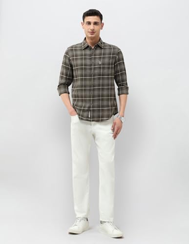 U.S. Polo Assn. Denim Co. Men's Twill Tartan Checked Shirt (UDSHT1974_Olive_40)
