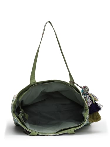 Anekaant Kooky Floral Embroidered Tote Bag for Women| Large Off White Jacquard Shoulder Bag | Perfect for College, Office & Everyday Use