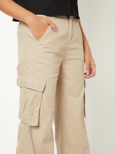 Max Women Solid Cargos (Beige_M)
