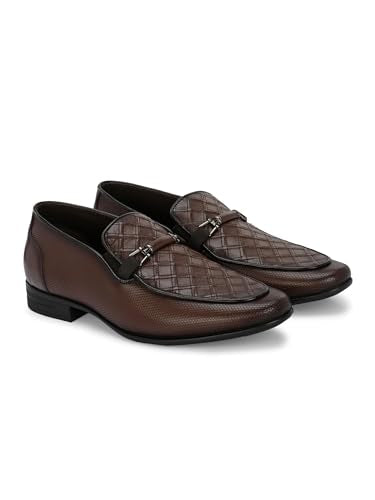 HITZ Men's Brown Leather Slip-On Shoes - UK 6