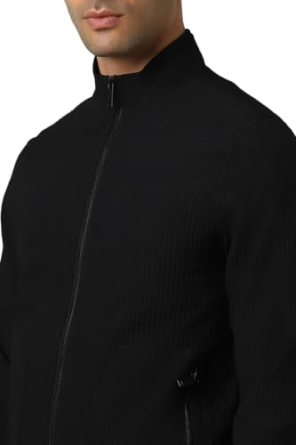 Van Heusen Men Black Solid Casual Jacket