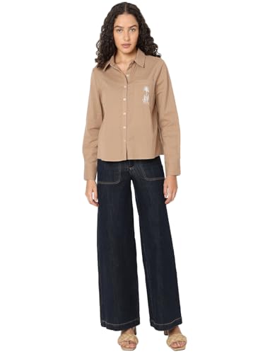VERO MODA Women Regular Fit Brown Shirt