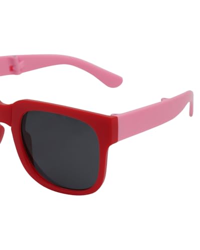 Carlton London Girls Red and Pink Toned UV Protected Black Lens Foldover Sunglass