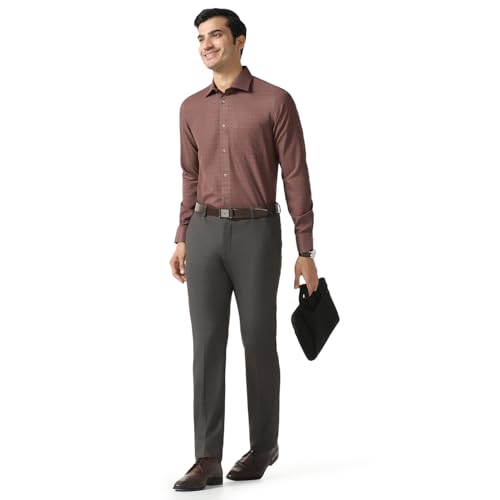 blackberrys Men Rust Non Iron India Slim Fit Shirt | Solid Rust Shirt with Full Sleeves, Tailored Fit and Neat Appearance Suitable for Formal and Workwear Styling | Size 46