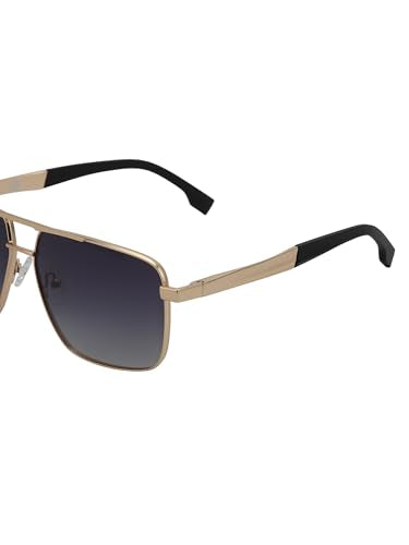 Carlton London Unisex Premium Rose Gold & Black Toned Grey UV with Polarized Lens Square Sunglass