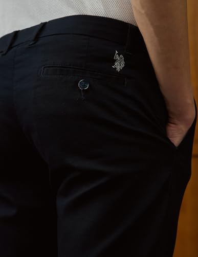 U.S.Polo Association Men's Denver Slim Fit Varsity Theatre Trousers (USTRO011D_Navy_38)