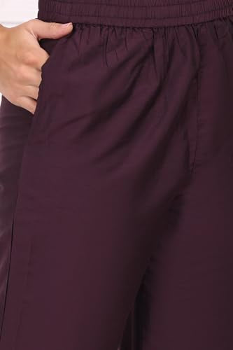 W for Woman Maroon Embroidered Silk Straight Kurta, Pants and Dupatta Set - (WS13298-224278-M)