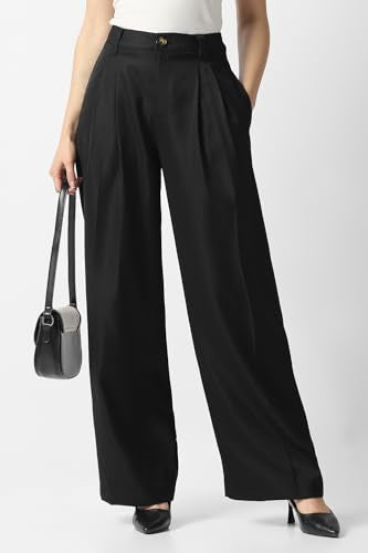 Van Heusen Women's Regular Casual Pants (VWTPFRGF952684_Black