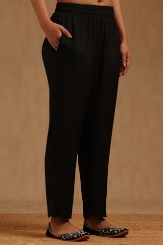 Soch Womens Black Vichitra Zari Woven Suit Set With Cutwork