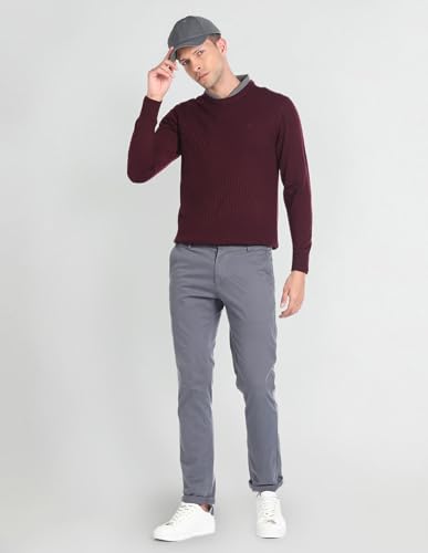 Arrow Merino Wool Patterned Knit Sweater Maroon