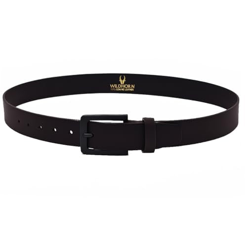 WildHorn Leather Belt for Men | Casual Leather Belt For Men | Free Size | Adjustable I 48 inches length | Waist upto 44 inches. (BROWN)
