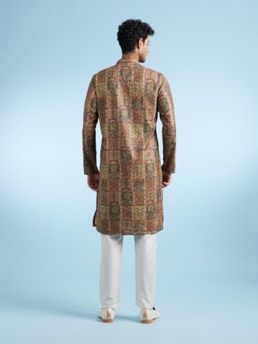 DIWAS BY MANYAVAR Men's Ethnic Motifs Printed Kurta Pyjama Set (Green,XXL)