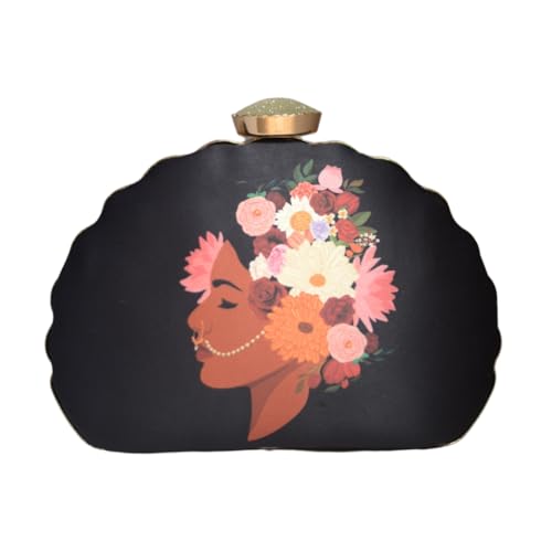 Artklim Black Girl And Flower Printed Clutch