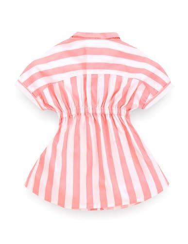 U.S. POLO ASSN. Girls Vertical Stripe Shirt Dress Pink
