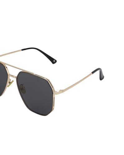 Carlton London Rose Gold Toned with Black Polarised Lens Rectangle Sunglass for mens