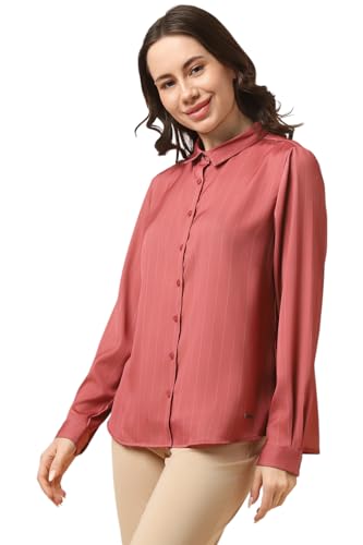 Allen Solly Women Pink Stripe Long Sleeves Shirt