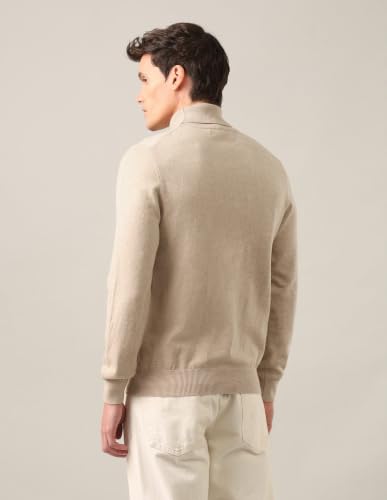 U.S. POLO ASSN. Men's Beige Solid Turtle Neck Long Sleeve Casual Acrylic Regular Fit Pullover Sweater USSWE2253Beige3XL