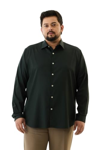 SNITCH Men Casual Shirt | Regular Fit Full Sleeve Point Collar Solid Design | Premium Polyester Blend & Wrinkle-Resistant Fabric for Office & Everyday Wear | Dark Green