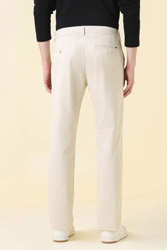 Men Beige Solid Casual Trousers