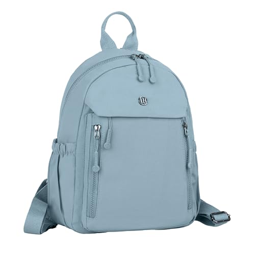 12o12 Women Backpack for College, Office, Travel, Daily Use, Outdoor, Lightweight Water Resistant Nylon Stylish Daypack Bag with Multiple Pockets, Adjustable Straps, Durable Zipper (Pastel Blue)