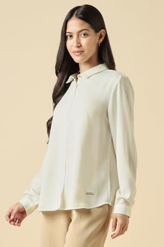 Allen Solly Women White Solid Long Sleeves Shirt