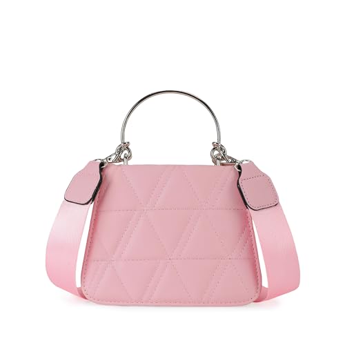 Fastrack Quilted pink Sling Bag for Women | Lightweight Crossbody with Adjustable Webbing Strap, Button Closure & Clean Stitch Detail | Everyday Carry for Casual Outings & Coffee Runs