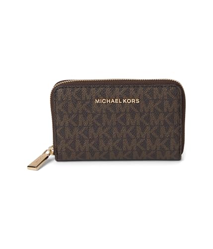Michael Kors Jet Set Small Zip Around Card Case Brown/Acorn One Size