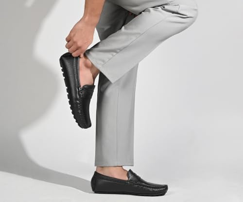 LOUIS STITCH Men’s Jet Black Formal Slip-On Loafer Shoes | Soft Touch & Lightweight | LSVSFL-05 |UK-7