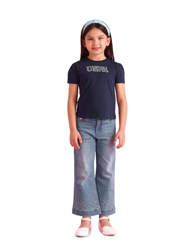 U.S. POLO ASSN. Kids Regular fit Cotton Logo Short Sleeves Round Neck T-Shirts (UGTSHON0071_Blue_12M)