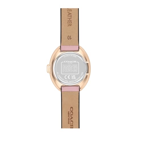 Coach Sammy Qtz Basic Slim Blush Oval Dial Women's Watch|Blush Calfskin Material|Blush Calfskin Color Band - 14504423