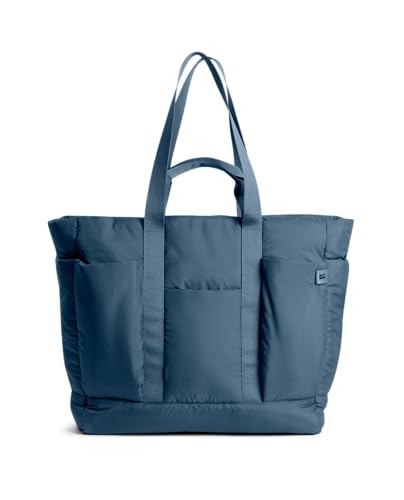 DailyObjects Idyll Tote Bag For Girls &Women | Crafted Using Soft-Touch & Water-Repellent Polyester | Polyfill Cushioning On The Inside | Holds Any Laptops Upto 14'' - Space Blue