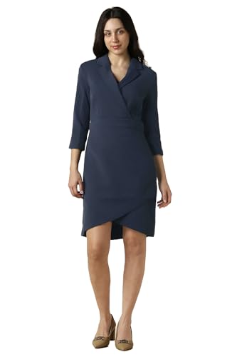 Women Navy Solid Formal Dress