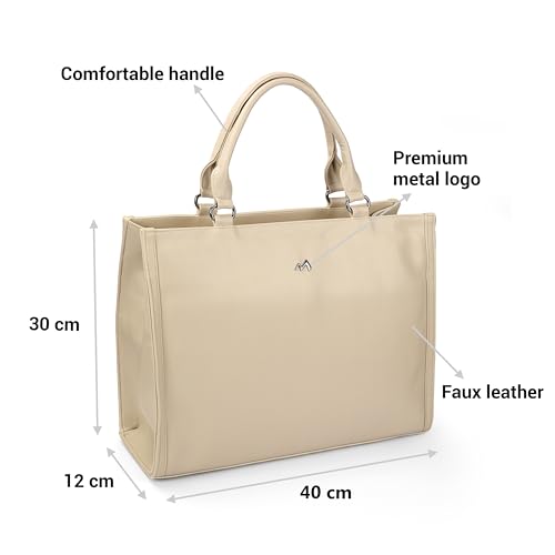 Metro Women Beige Casual PU Soft Body Zipper closure Solid Tote Bag (66-719)