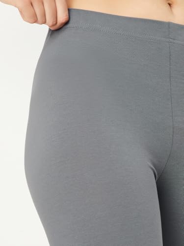 Max Women Solid Calf Length Leggings, Grey, L