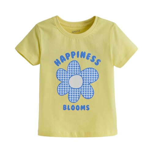 Hopscotch Girls Floral Jersey Cotton T-Shirt in Yellow Color for Age (4-5 Years)