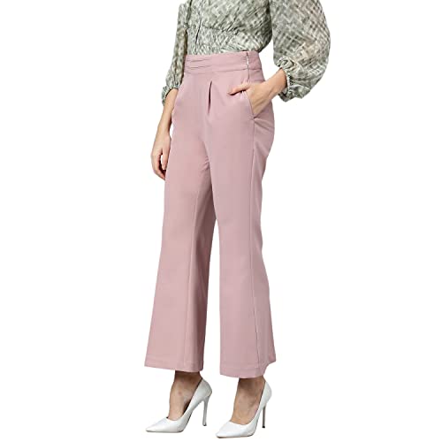 Latin Quarters Women's Pink Solid Pant