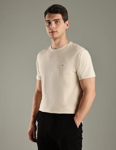 Tommy Hilfiger Solid Slim-Fit Cotton T-Shirt Beige