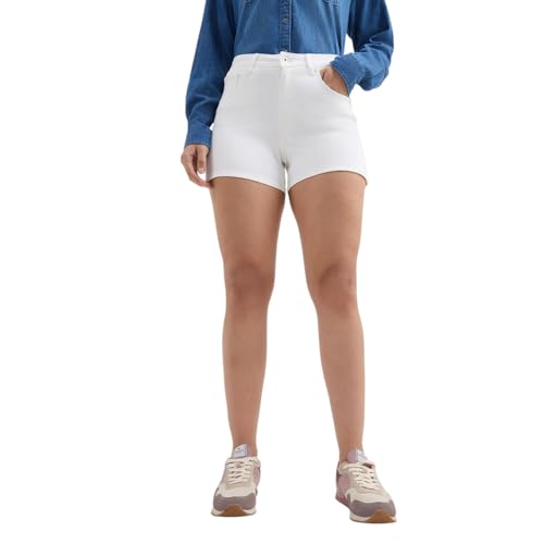 Pepe Jeans Women White High Rise Stretch Denim Shorts
