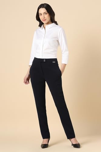 Women Navy Solid Formal Trousers