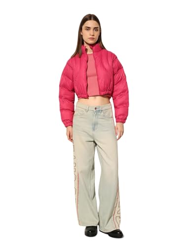 ONLY Women's Solid Regular Fit Pink Jacket