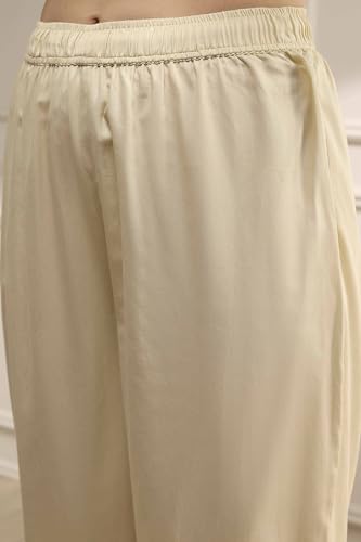 Biba Women's Natural White Silk Straight Yarndyed Suit Set