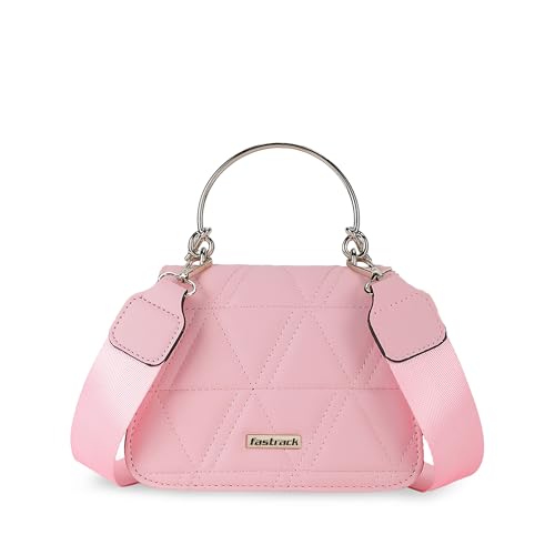 Fastrack Quilted pink Sling Bag for Women | Lightweight Crossbody with Adjustable Webbing Strap, Button Closure & Clean Stitch Detail | Everyday Carry for Casual Outings & Coffee Runs
