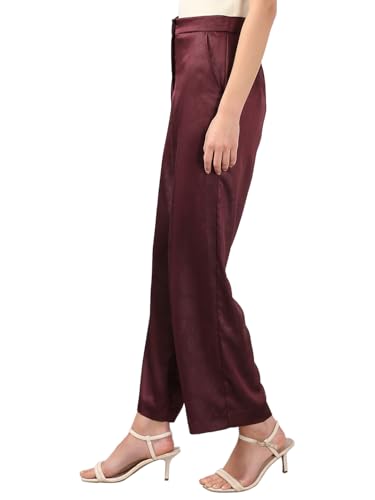 VERO MODA Women Straight Fit Maroon High Rise Pants