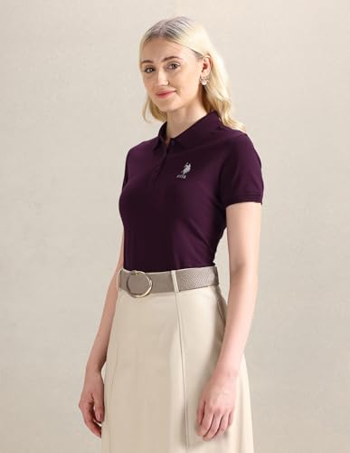 U.S. POLO ASSN. Women's Regular Fit T-Shirt (UWAW24PTS153_Plum