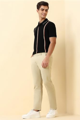 Men Beige Solid Casual Trousers