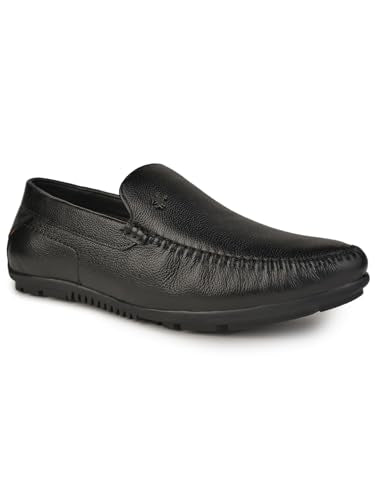 STELIAN Full Grain Natural Leather Black Casual Loafer for Men