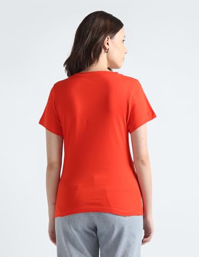 Clavin Klein Womens Red Color T-Shirt (M)