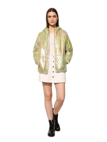 ONLY Women's Solid Regular Fit Green Jacket